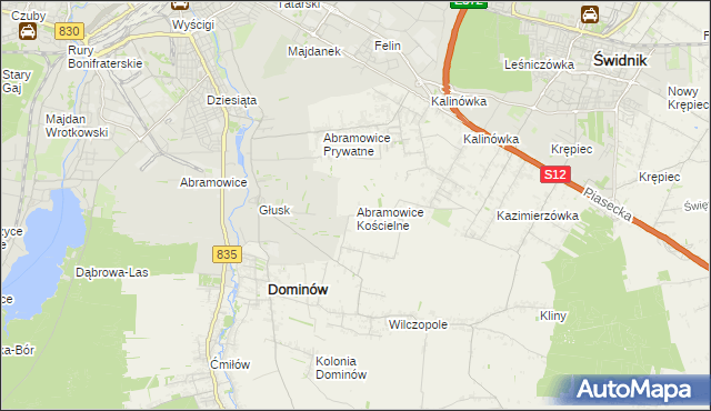 mapa Abramowice Kościelne, Abramowice Kościelne na mapie Targeo