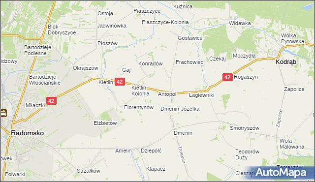 mapa Antopol gmina Kodrąb, Antopol gmina Kodrąb na mapie Targeo