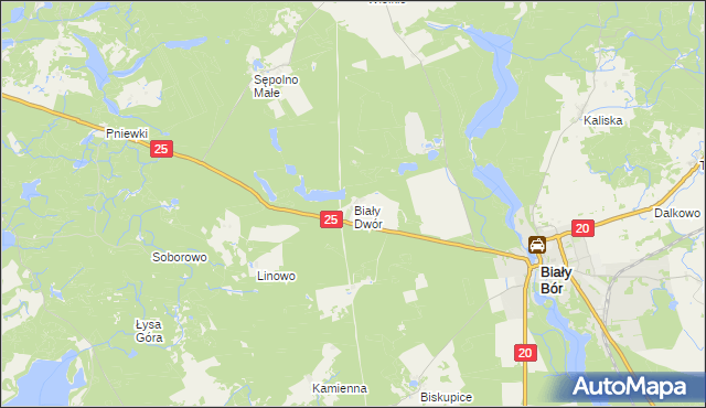 mapa Biały Dwór gmina Biały Bór, Biały Dwór gmina Biały Bór na mapie Targeo