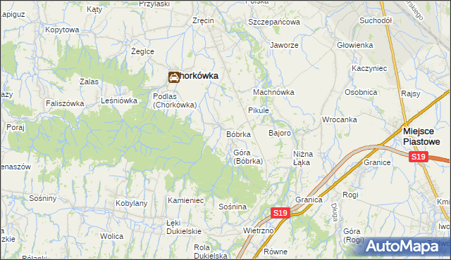mapa Bóbrka gmina Chorkówka, Bóbrka gmina Chorkówka na mapie Targeo