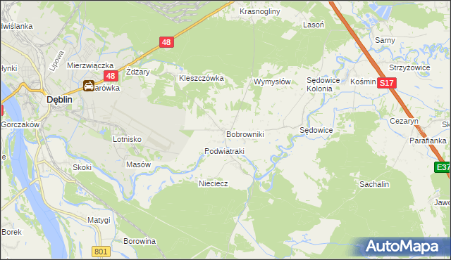 mapa Bobrowniki gmina Ryki, Bobrowniki gmina Ryki na mapie Targeo