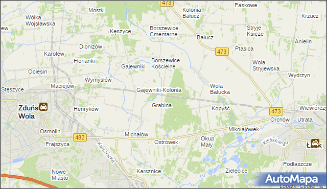 mapa Borszewice Kolejowe, Borszewice Kolejowe na mapie Targeo