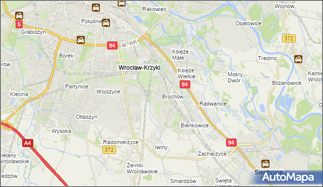 mapa Brochów gmina Wrocław, Brochów gmina Wrocław na mapie Targeo