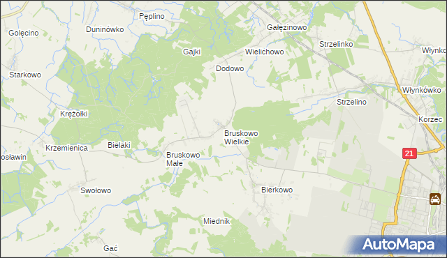 mapa Bruskowo Wielkie, Bruskowo Wielkie na mapie Targeo