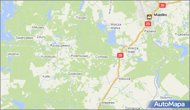 mapa Cicholas, Cicholas na mapie Targeo