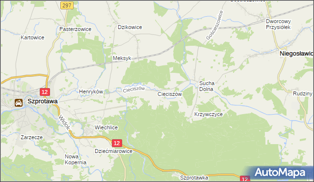 mapa Cieciszów, Cieciszów na mapie Targeo