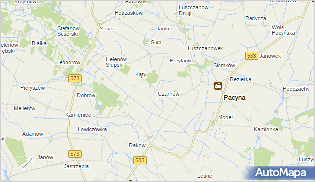 mapa Czarnów gmina Pacyna, Czarnów gmina Pacyna na mapie Targeo