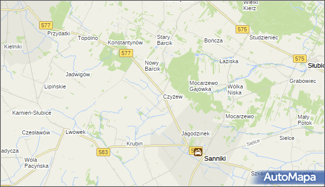 mapa Czyżew gmina Sanniki, Czyżew gmina Sanniki na mapie Targeo