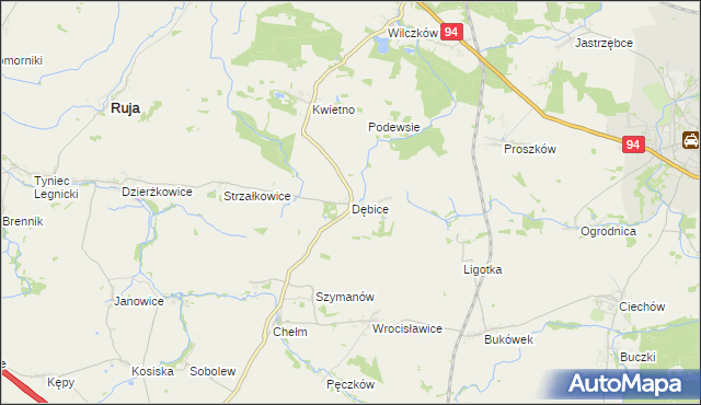 mapa Dębice gmina Malczyce, Dębice gmina Malczyce na mapie Targeo