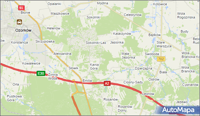 mapa Dębniak gmina Zgierz, Dębniak gmina Zgierz na mapie Targeo