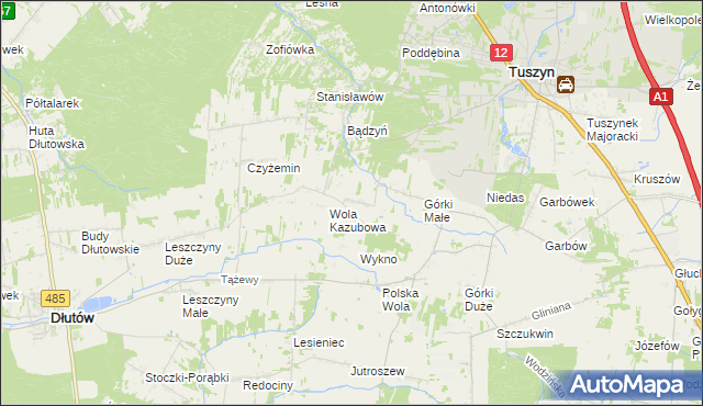 mapa Dylew gmina Tuszyn, Dylew gmina Tuszyn na mapie Targeo