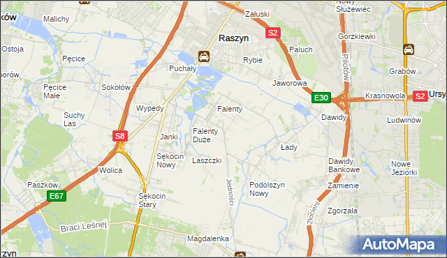 mapa Falenty Nowe, Falenty Nowe na mapie Targeo