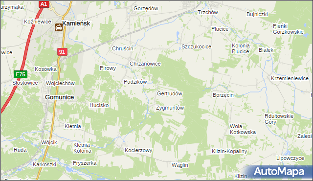 mapa Gertrudów, Gertrudów na mapie Targeo