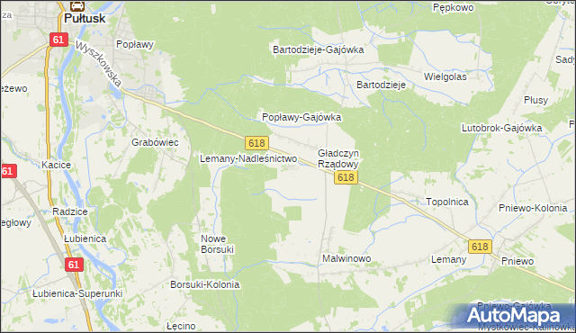 mapa Gładczyn, Gładczyn na mapie Targeo