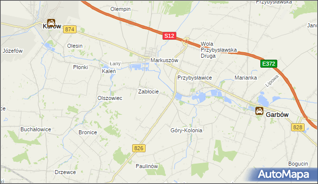 mapa Góry gmina Markuszów, Góry gmina Markuszów na mapie Targeo