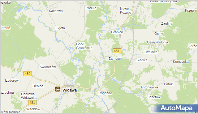mapa Grabno gmina Sędziejowice, Grabno gmina Sędziejowice na mapie Targeo
