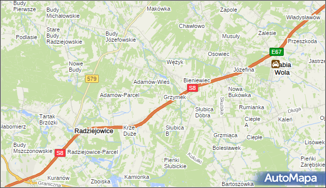 mapa Grzymek, Grzymek na mapie Targeo