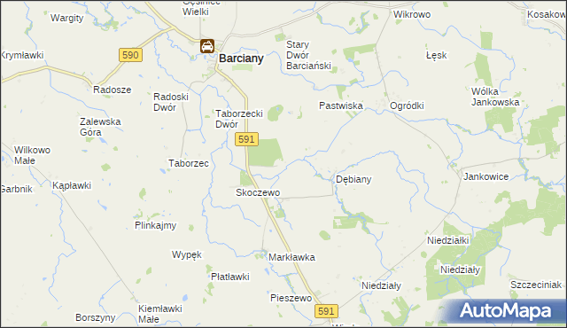 mapa Gumniska gmina Barciany, Gumniska gmina Barciany na mapie Targeo
