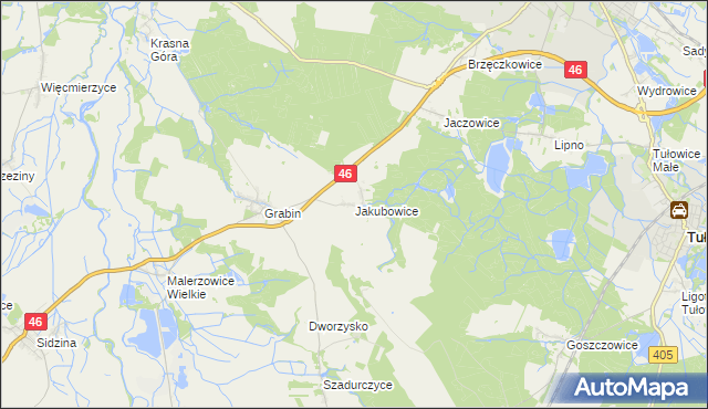 mapa Jakubowice gmina Niemodlin, Jakubowice gmina Niemodlin na mapie Targeo