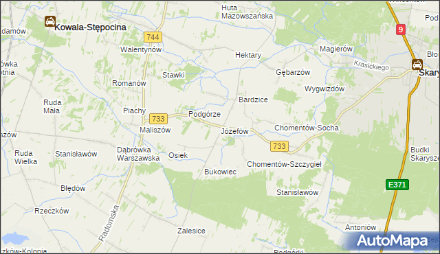 mapa Józefów gmina Kowala, Józefów gmina Kowala na mapie Targeo