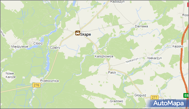 mapa Kaliszkowice gmina Skąpe, Kaliszkowice gmina Skąpe na mapie Targeo