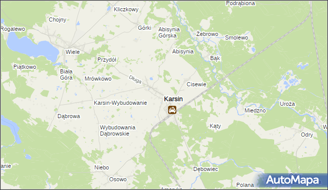 mapa Karsin powiat kościerski, Karsin powiat kościerski na mapie Targeo