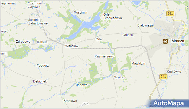 mapa Kaźmierzewo gmina Mrocza, Kaźmierzewo gmina Mrocza na mapie Targeo