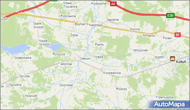 mapa Kępa gmina Kotuń, Kępa gmina Kotuń na mapie Targeo