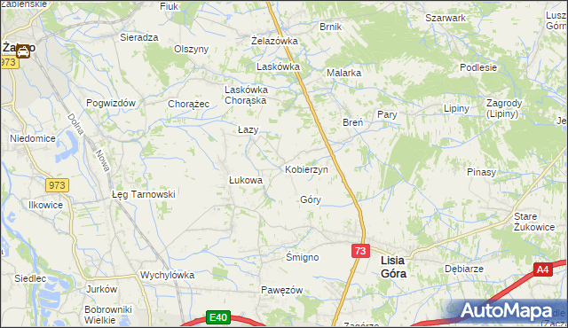 mapa Kobierzyn gmina Lisia Góra, Kobierzyn gmina Lisia Góra na mapie Targeo