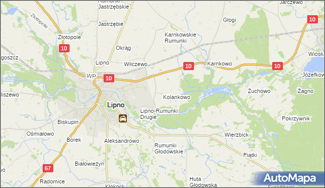 mapa Kolankowo gmina Lipno, Kolankowo gmina Lipno na mapie Targeo
