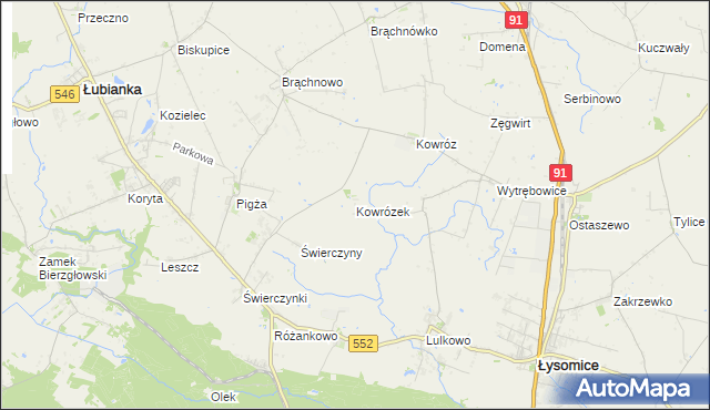 mapa Kowrózek, Kowrózek na mapie Targeo