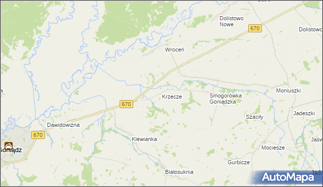 mapa Krzecze, Krzecze na mapie Targeo