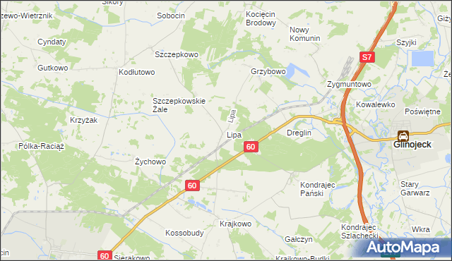 mapa Lipa gmina Raciąż, Lipa gmina Raciąż na mapie Targeo