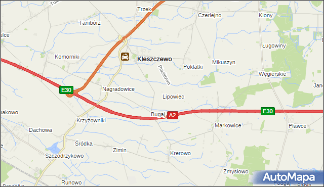 mapa Lipowiec gmina Kleszczewo, Lipowiec gmina Kleszczewo na mapie Targeo