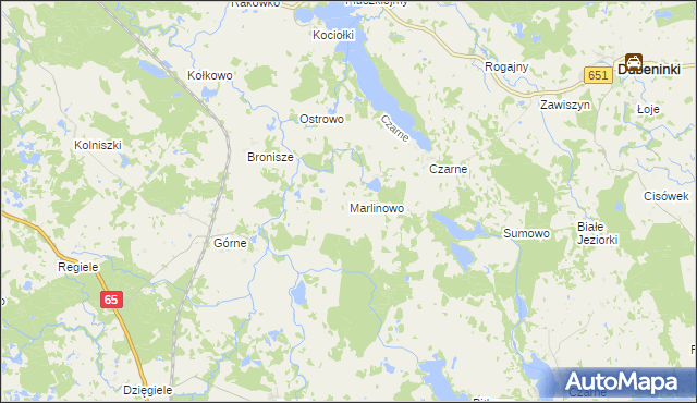 mapa Marlinowo, Marlinowo na mapie Targeo