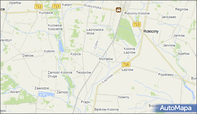 mapa Michałów gmina Rokiciny, Michałów gmina Rokiciny na mapie Targeo