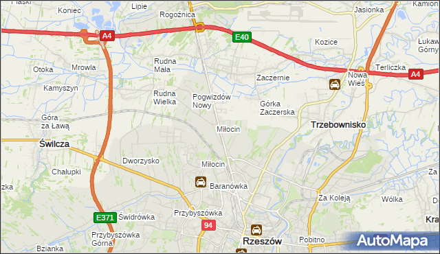 mapa Miłocin gmina Głogów Małopolski, Miłocin gmina Głogów Małopolski na mapie Targeo