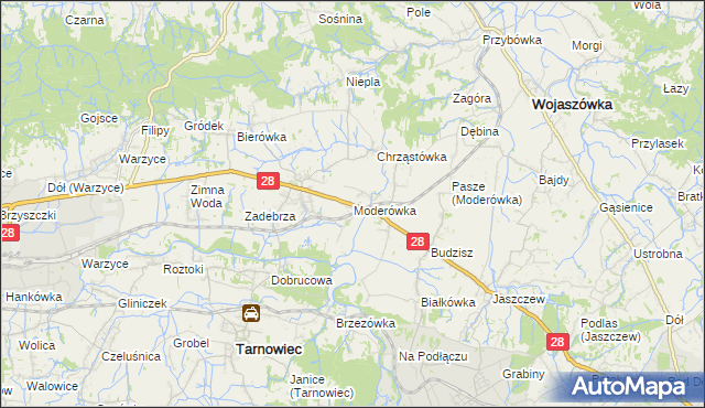 mapa Moderówka, Moderówka na mapie Targeo