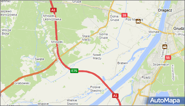 mapa Nowe Marzy, Nowe Marzy na mapie Targeo