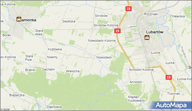 mapa Nowodwór gmina Lubartów, Nowodwór gmina Lubartów na mapie Targeo