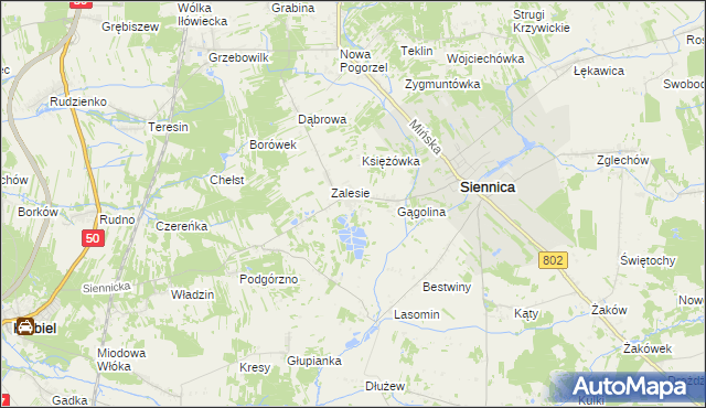 mapa Nowodwór gmina Siennica, Nowodwór gmina Siennica na mapie Targeo