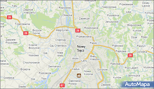 mapa Nowego Sącza, Nowy Sącz na mapie Targeo