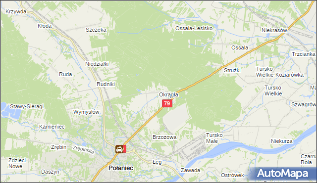 mapa Okrągła, Okrągła na mapie Targeo