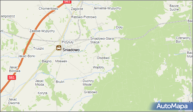 mapa Olszewo gmina Śniadowo, Olszewo gmina Śniadowo na mapie Targeo