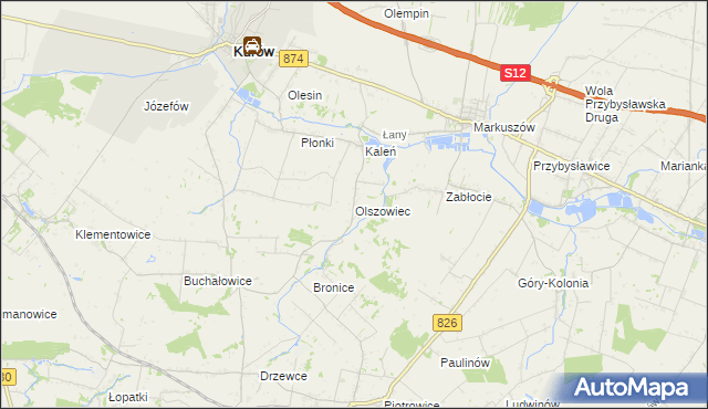 mapa Olszowiec gmina Markuszów, Olszowiec gmina Markuszów na mapie Targeo
