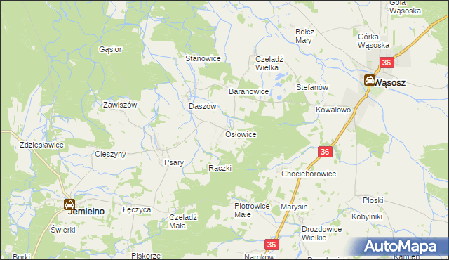 mapa Osłowice, Osłowice na mapie Targeo