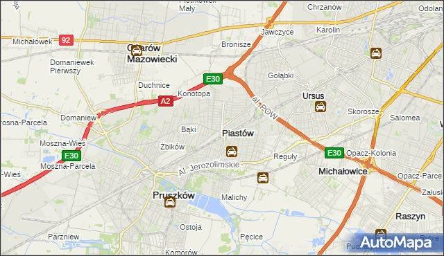 mapa Piastów powiat pruszkowski, Piastów powiat pruszkowski na mapie Targeo
