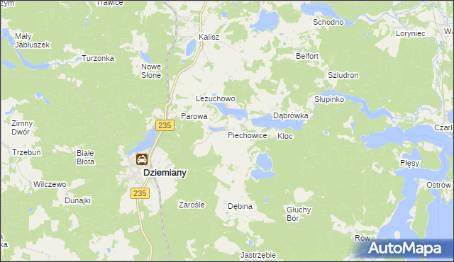 mapa Piechowice gmina Dziemiany, Piechowice gmina Dziemiany na mapie Targeo