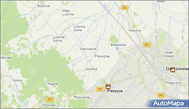 mapa Piskorzów gmina Pieszyce, Piskorzów gmina Pieszyce na mapie Targeo