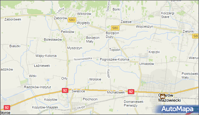 mapa Pogroszew-Kolonia, Pogroszew-Kolonia na mapie Targeo